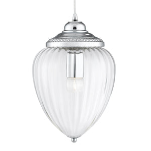 Moscow Pendant  - Chrome Metal & Ribbed Glass