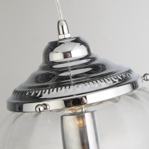 Searchlight Electric Moscow Pendant  - Chrome Metal & Ribbed Glass 1091CC