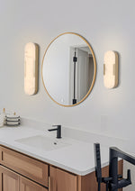 Searchlight Electric Opaline LED Wall Light, Matt Gold Metal with Marble Resin 11139GO
