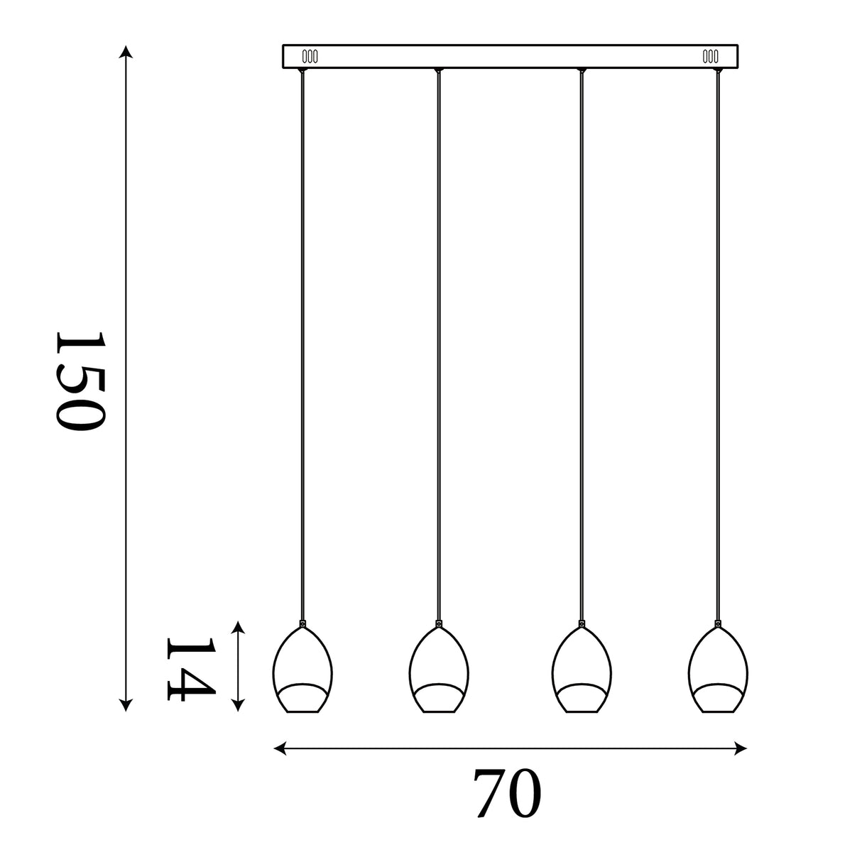 Searchlight Electric Seeds 4Lt Bar Pendant, Latte Metal with Champagne Glass 11140-4LT