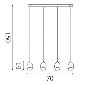 Searchlight Electric Seeds 4Lt Bar Pendant, Latte Metal with Champagne Glass 11140-4LT