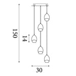 Searchlight Electric Seeds 5Lt Multi Drop Pendant, Latte Metal with Champagne Gla 11141-5LT