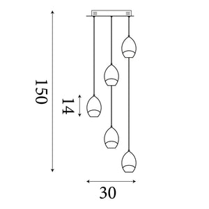 Searchlight Electric Seeds 5Lt Multi Drop Pendant, Latte Metal with Champagne Gla 11141-5LT