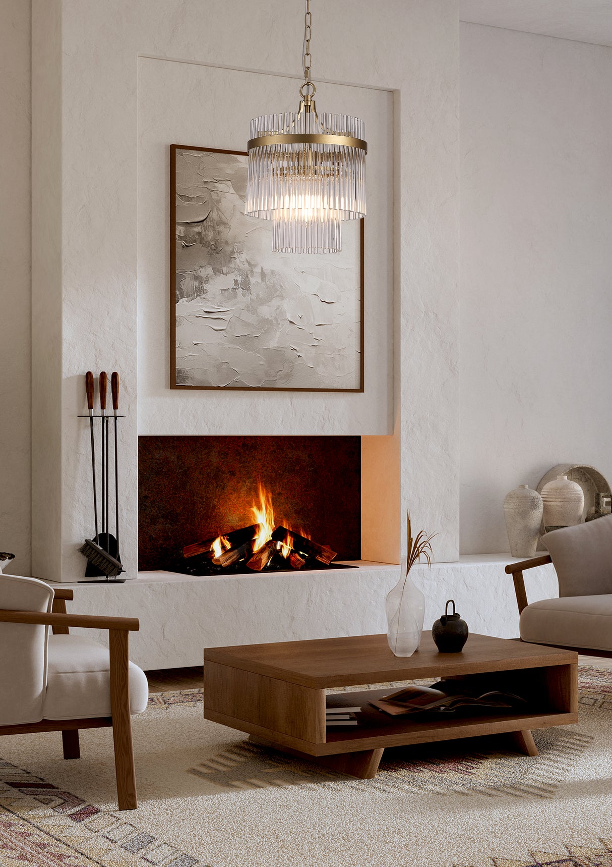 Searchlight Electric Lara 1Lt Pendant, Gold Metal with Clear Glass Rods 11200-1GO