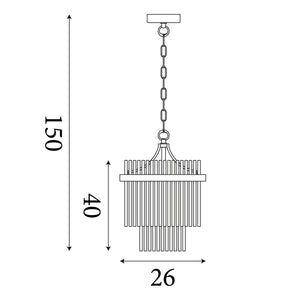 Searchlight Electric Lara 1Lt Pendant, Gold Metal with Clear Glass Rods 11200-1GO