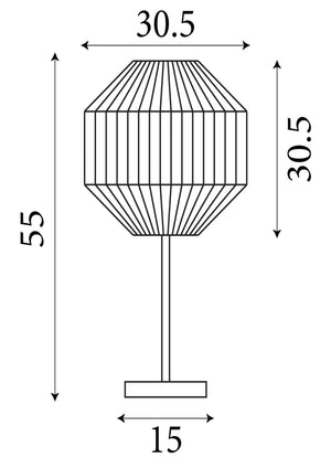 Searchlight Electric Wicker Table Lamp  - Matt Black Metal & Black Rope Shade 11201-1BK