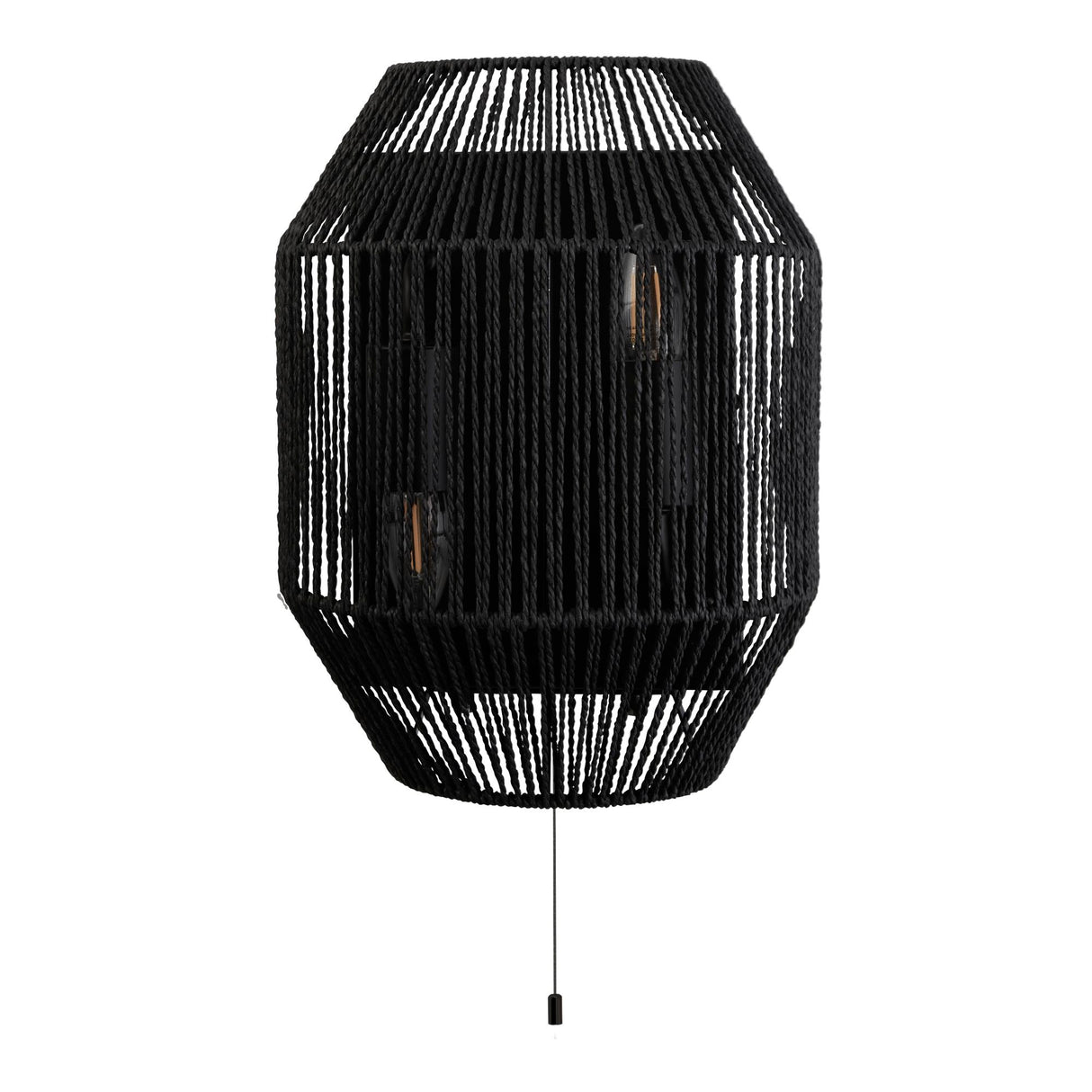 Searchlight Electric Wicker 2Lt Wall Light - Matt Black Metal & Black Rope Shade 11201-2BK