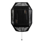 Searchlight Electric Wicker 2Lt Wall Light - Matt Black Metal & Black Rope Shade 11201-2BK