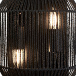 Searchlight Electric Wicker 2Lt Wall Light - Matt Black Metal & Black Rope Shade 11201-2BK