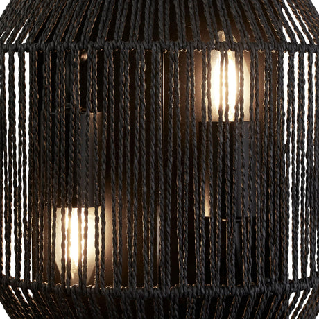 Searchlight Electric Wicker 2Lt Wall Light - Matt Black Metal & Black Rope Shade 11201-2BK