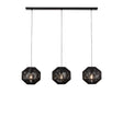 Wicker 3Lt Bar Pendant - Matt Black Metal & Black Rope Shade