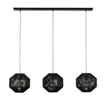 Searchlight Electric Wicker 3Lt Bar Pendant - Matt Black Metal & Black Rope Shade 11201-3BK