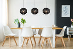 Searchlight Electric Wicker 3Lt Bar Pendant - Matt Black Metal & Black Rope Shade 11201-3BK