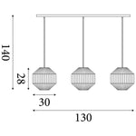 Searchlight Electric Wicker 3Lt Bar Pendant - Matt Black Metal & Black Rope Shade 11201-3BK