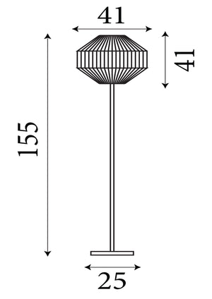 Searchlight Electric Wicker Floor Lamp - Matt Black Metal & Black Rope Shade 11202-1BK