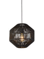 Wicker Pendant  - Matt Black Metal & Black Rope Shade