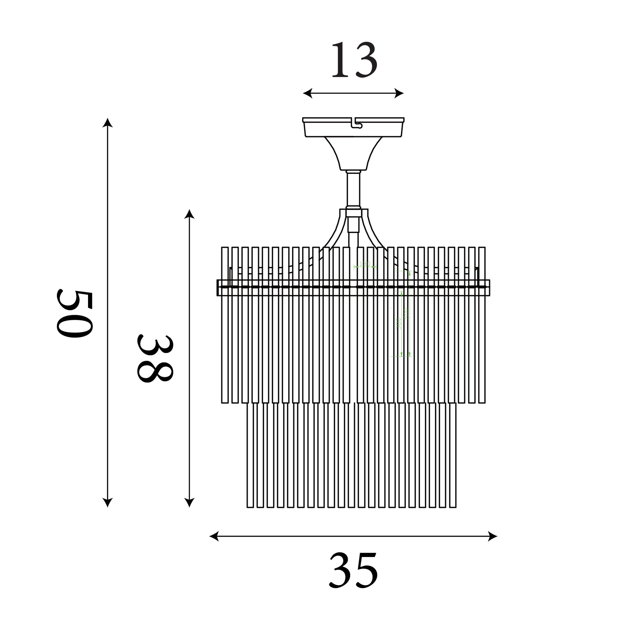 Searchlight Electric Lara 3Lt Semi Flush - Gold Metal, Clear Glass Rods 11300-3GO