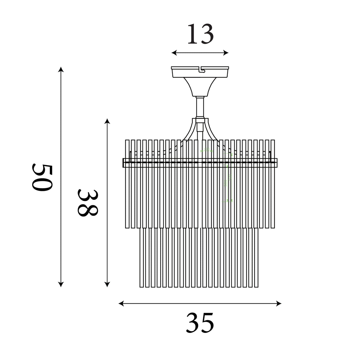Searchlight Electric Lara 3Lt Semi Flush - Gold Metal, Clear Glass Rods 11300-3GO