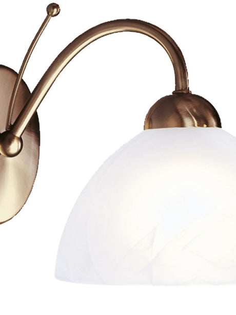 Searchlight Electric Milanese Wall Light  - Antique Brass Metal & Alabaster Glass 1131-1AB