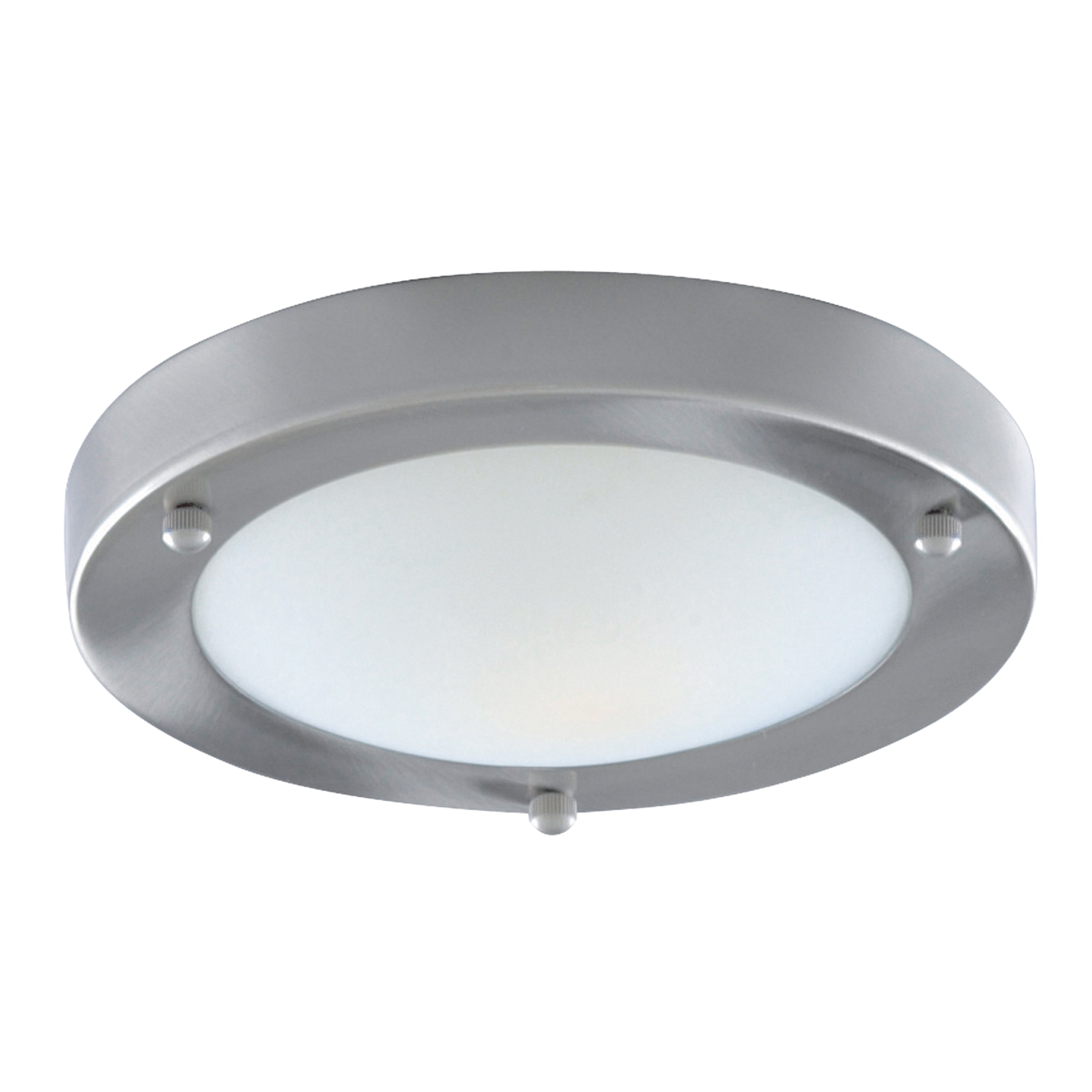 Dublin Bathroom Flush - Satin Silver & Acid Glass