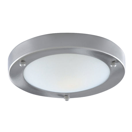Dublin Bathroom Flush - Satin Silver & Acid Glass