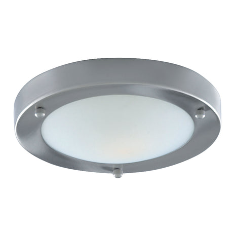 Searchlight Electric Dublin Bathroom Flush - Satin Silver & Acid Glass 1131-31SS