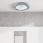 Searchlight Electric Dublin Bathroom Flush - Satin Silver & Acid Glass 1131-31SS