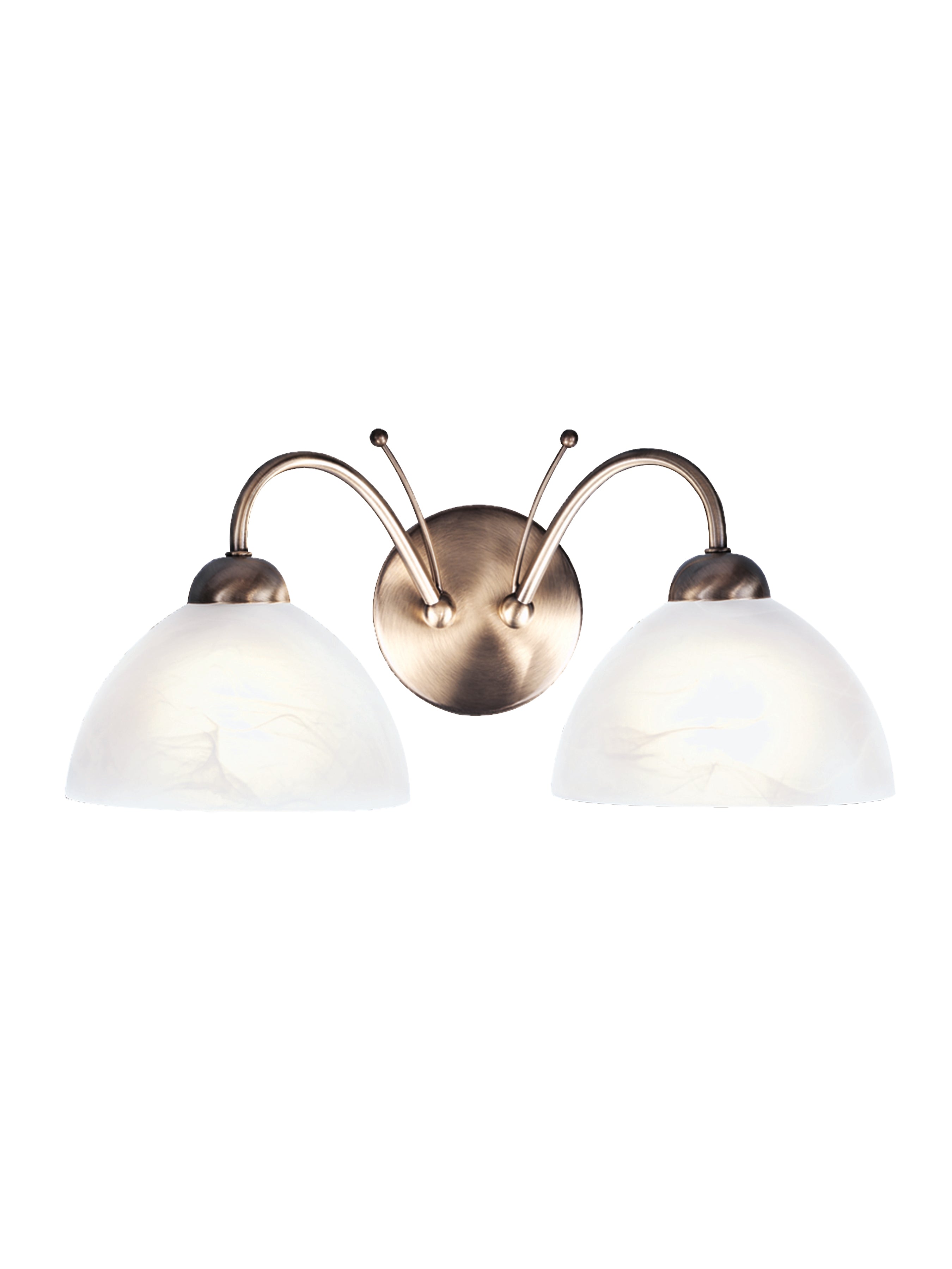 Milanese 2Lt Wall Light - Antique Brass & Alabaster Glass
