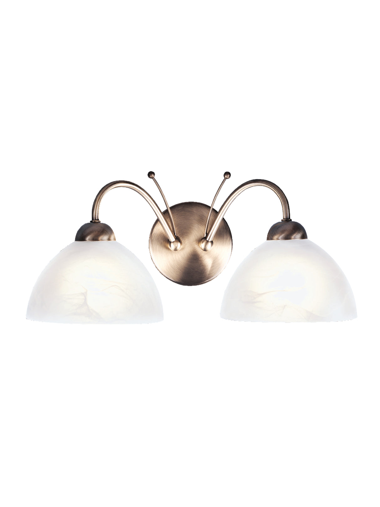 Milanese 2Lt Wall Light - Antique Brass & Alabaster Glass
