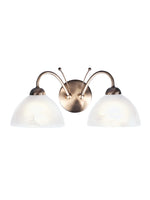 Milanese 2Lt Wall Light - Antique Brass & Alabaster Glass
