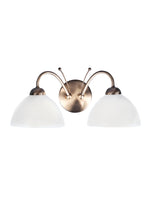 Searchlight Electric Milanese 2Lt Wall Light - Antique Brass & Alabaster Glass 1132-2AB