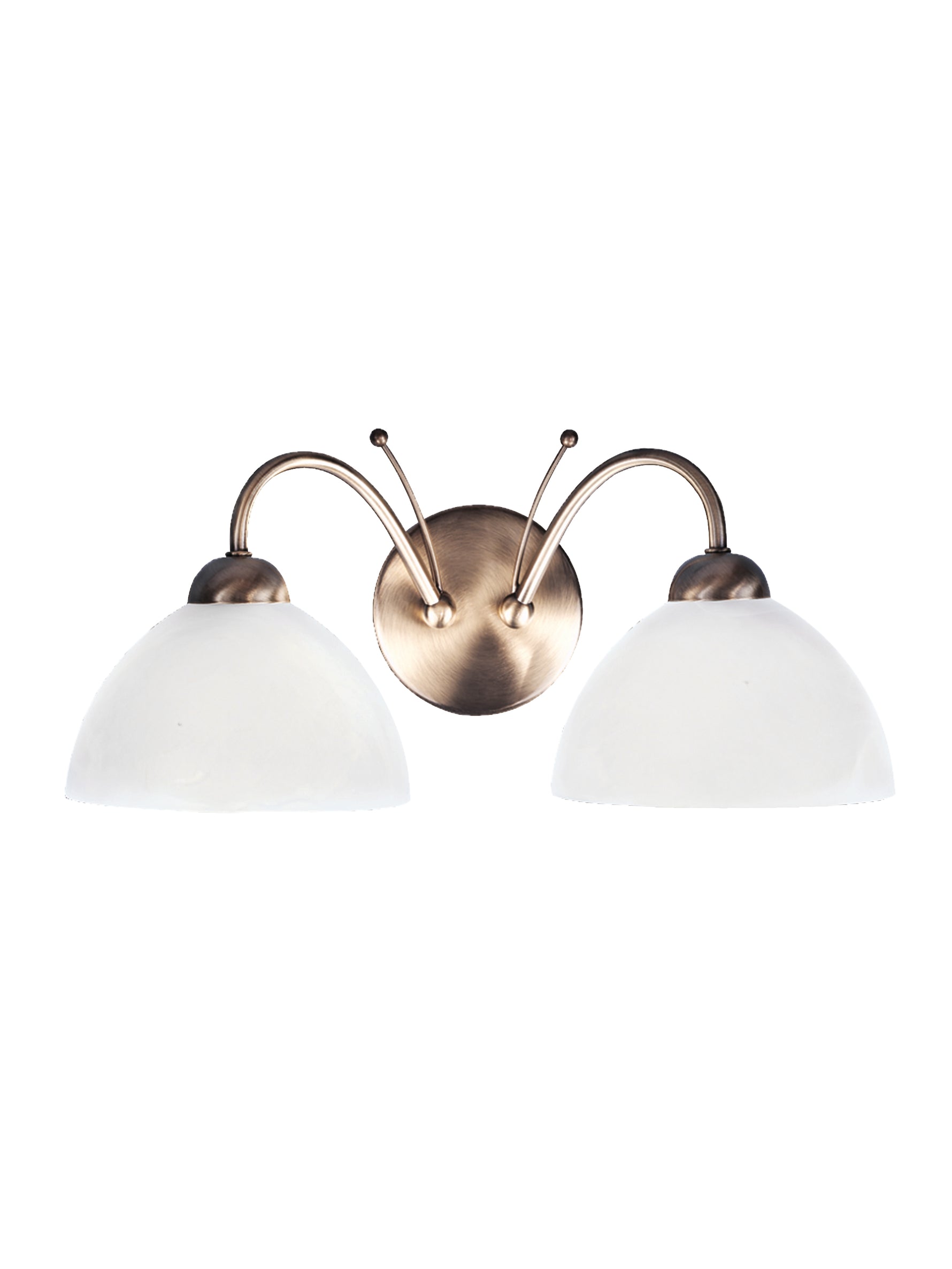 Searchlight Electric Milanese 2Lt Wall Light - Antique Brass & Alabaster Glass 1132-2AB