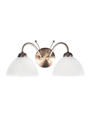 Searchlight Electric Milanese 2Lt Wall Light - Antique Brass & Alabaster Glass 1132-2AB