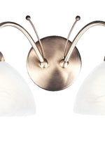 Searchlight Electric Milanese 2Lt Wall Light - Antique Brass & Alabaster Glass 1132-2AB