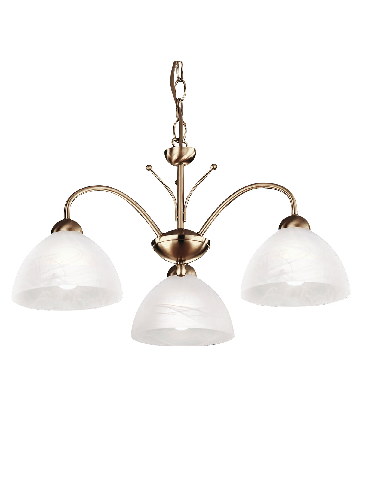 Milanese 3Lt Pendant - Antique Brass Metal & Alabaster Glass