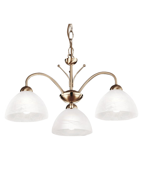 Searchlight Electric Milanese 3Lt Pendant - Antique Brass Metal & Alabaster Glass 1133-3AB