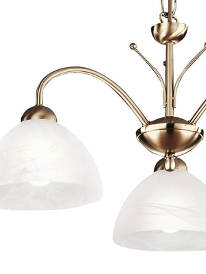 Searchlight Electric Milanese 3Lt Pendant - Antique Brass Metal & Alabaster Glass 1133-3AB