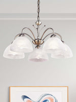 Searchlight Electric Milanese 5Lt Pendant - Antique Brass Metal & Alabaster Glass 1135-5AB