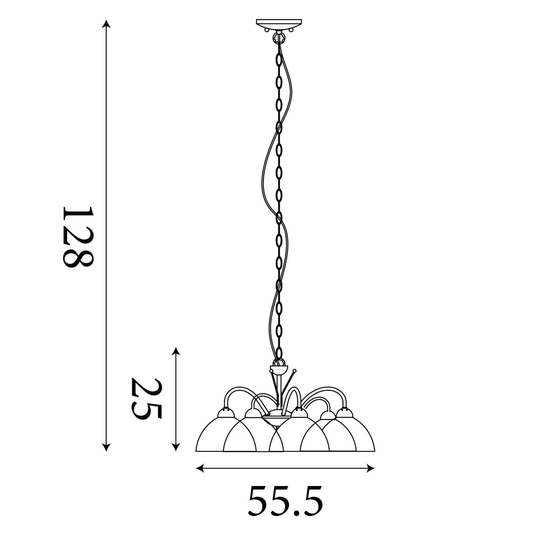 Searchlight Electric Milanese 5Lt Pendant - Antique Brass Metal & Alabaster Glass 1135-5AB
