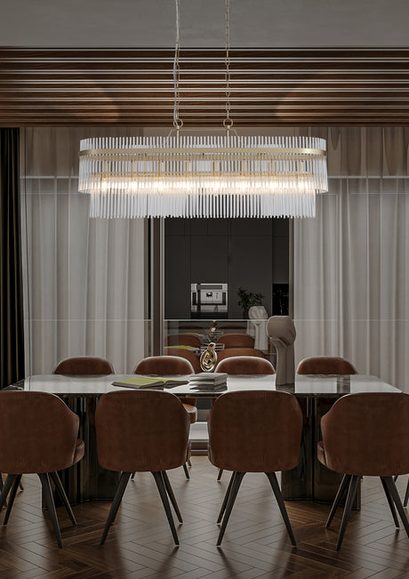 Searchlight Electric Lara 8Lt  Oval Pendant - Gold Metal & Clear Glass Rods 11400-8GO