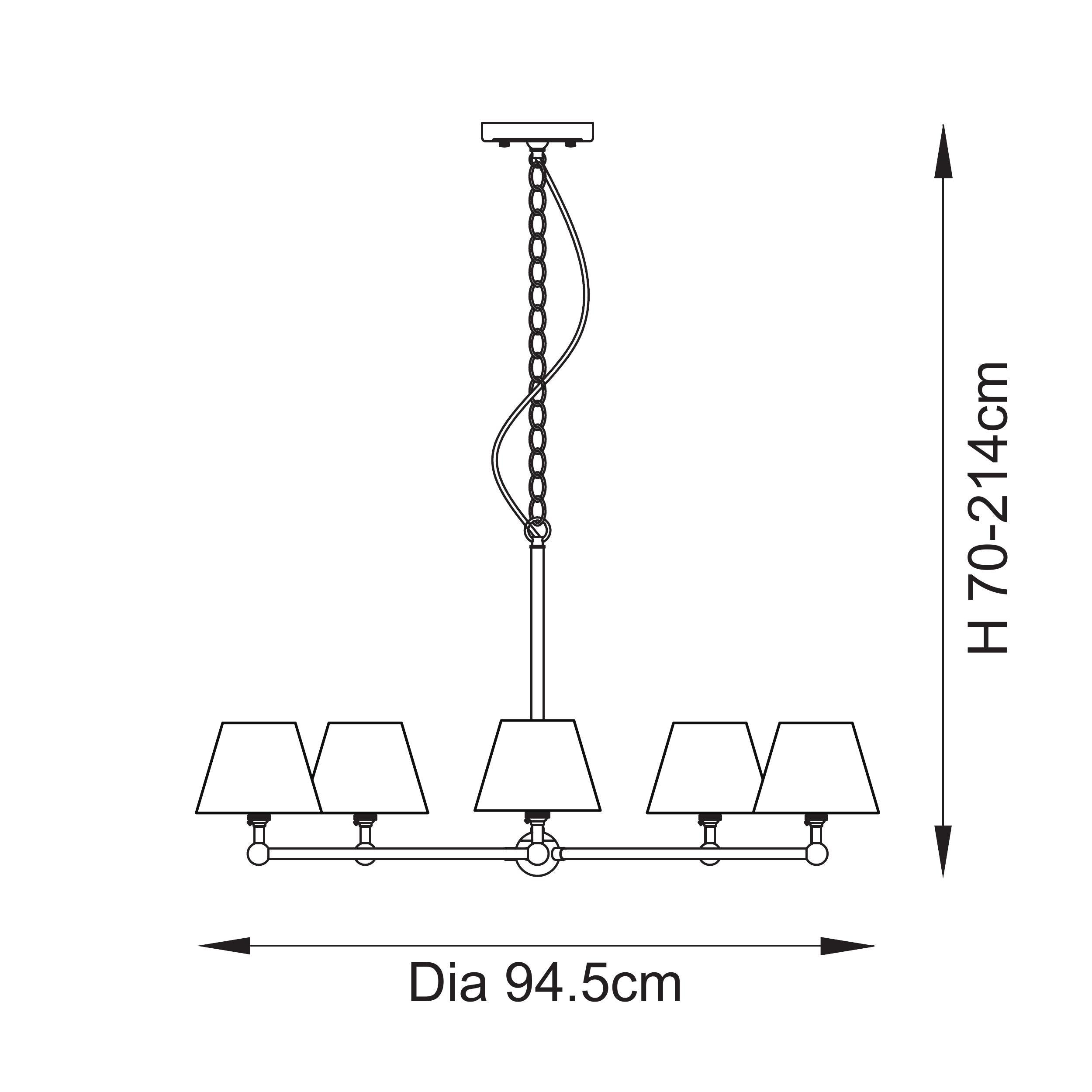 Endon Lighting Santiago & Ripple 16cm 115006 Santiago & Ripple 16cm 5lt Pendant Light Fitting