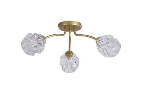 Searchlight Electric Astral 3Lt Flush, Gold Metal With Glass Shades 11523-3GO