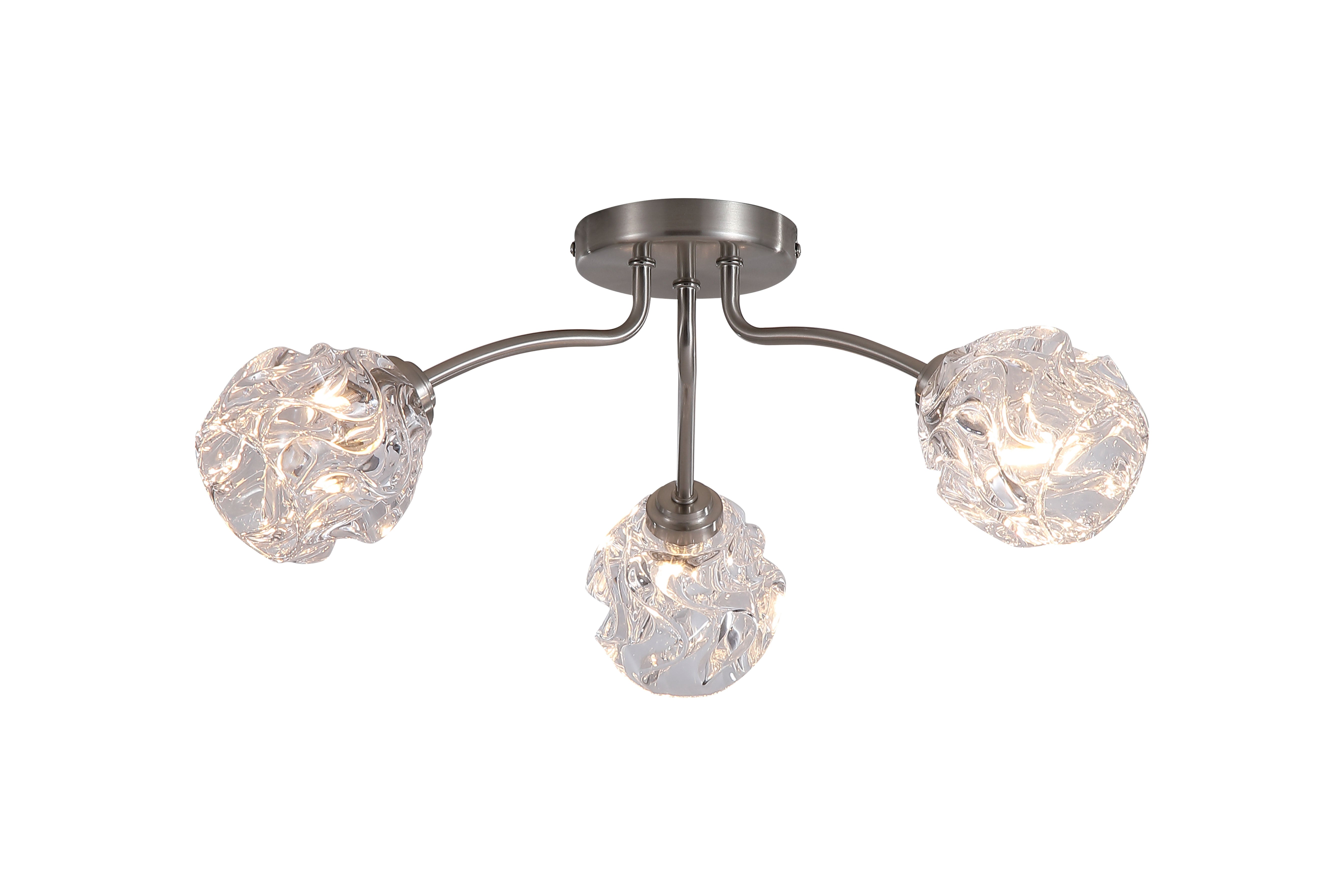 Astral 3Lt Flush, Satin Nickel Metal With Glass Shades