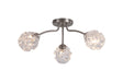 Astral 3Lt Flush, Satin Nickel Metal With Glass Shades