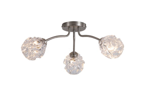 Astral 3Lt Flush, Satin Nickel Metal With Glass Shades