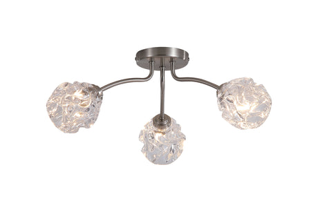 Astral 3Lt Flush, Satin Nickel Metal With Glass Shades