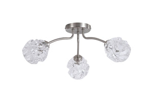 Searchlight Electric Astral 3Lt Flush, Satin Nickel Metal With Glass Shades 11523-3SN
