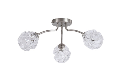 Searchlight Electric Astral 3Lt Flush, Satin Nickel Metal With Glass Shades 11523-3SN