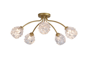 Astral 5Lt Flush, Gold Metal With Glass Shades