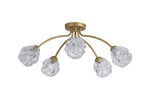 Searchlight Electric Astral 5Lt Flush, Gold Metal With Glass Shades 11525-5GO